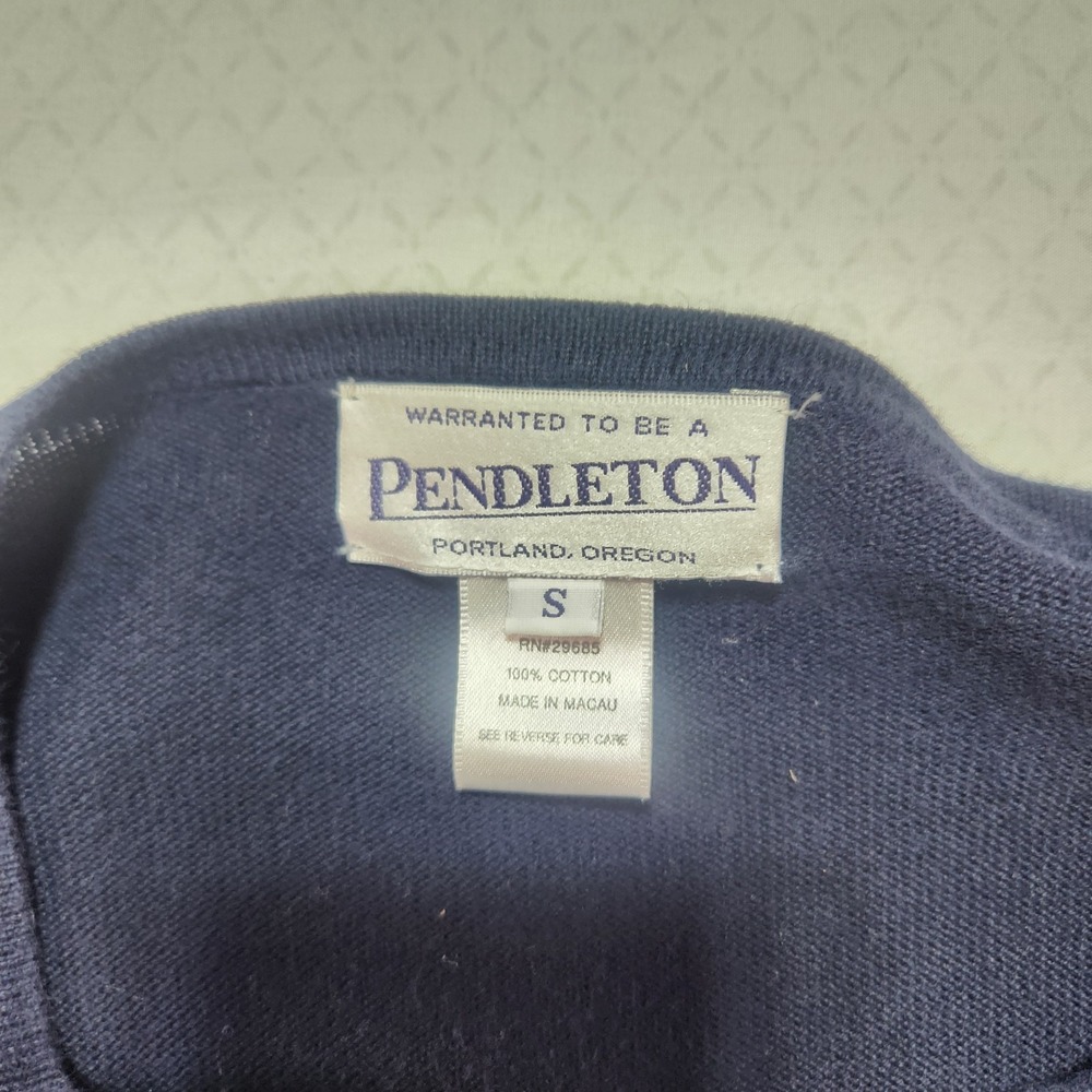 Vintage 90s Pendleton Wool Sweater Cardigan Women Small Navy - Picture 4 of 8